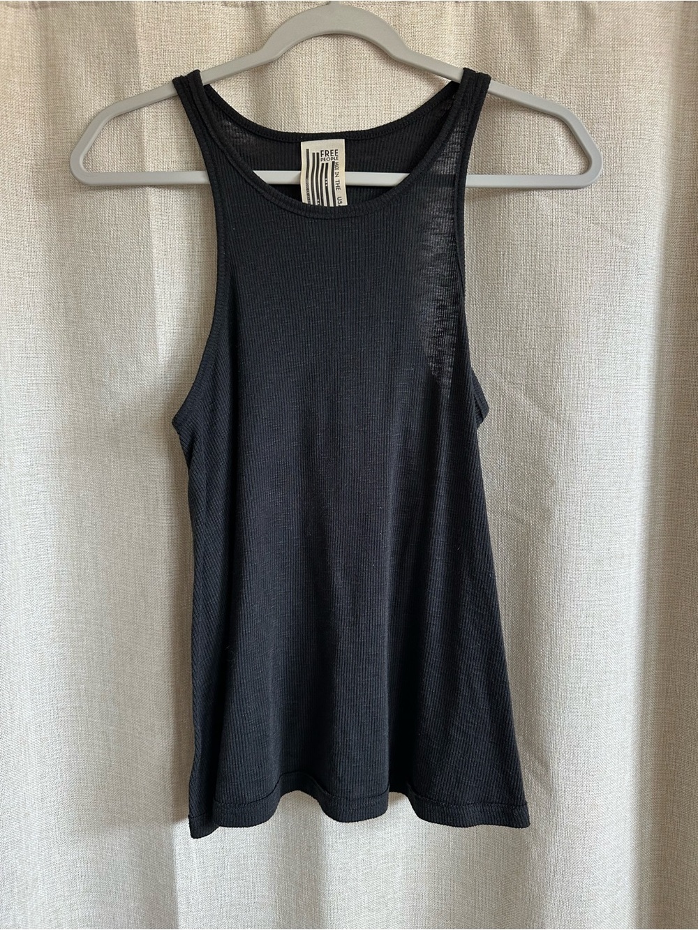 Free People Black Ribbed Racerback Tank